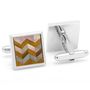 Tiger's Eye and Black MOP Chevron Cufflinks