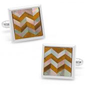 Tiger's Eye and Black MOP Chevron Cufflinks