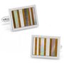 Tiger's Eye and Black MOP Vertical Stripes Cufflinks