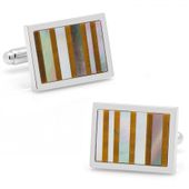 Tiger's Eye and Black MOP Vertical Stripes Cufflinks