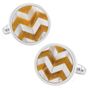 Tiger's Eye and Mother of Pearl Round Chevron Cufflinks
