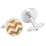Tiger's Eye and Mother of Pearl Round Chevron Cufflinks