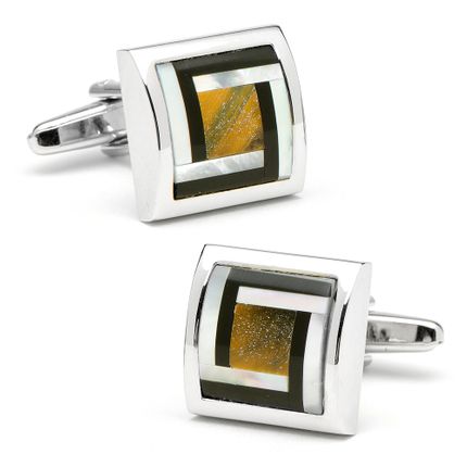 Tigers Eye Framed Maze Cufflinks