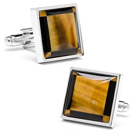 Tigers Eye & Onyx Four Corners Cufflinks