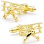Tri-Winged Golden Airplane Cufflinks