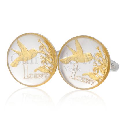Trinidad & Tobago 1-Cent Hummingbird Cufflinks