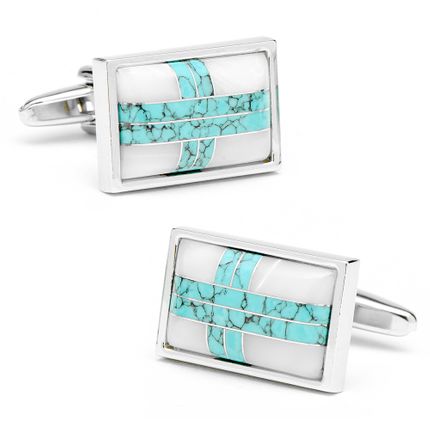 Turquoise & MOP Cross Roads Cufflinks