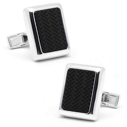 Two-Tone Matte Black Woven JFK Presidential Cufflinks