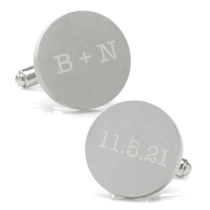 Typewriter Wedding Day Engravable Round Cufflinks