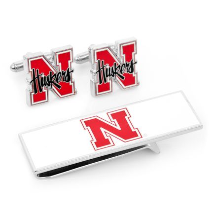 University Of Nebraska Cornhuskers Cufflinks And Money Clip Gift Set