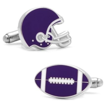 Varisty Football Purple and White Cufflinks