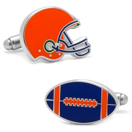 Varsity Football Blue, Green, and Orange Cufflinks