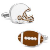 Varsity Football Burnt Orange and White Cufflinks