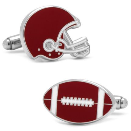 Varsity Football Crimson and White Cufflinks