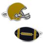 Varsity Football Navy and Gold Cufflinks