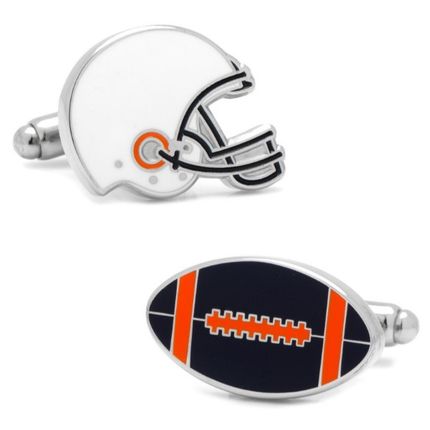 Varsity Football Navy, Orange, and White Cufflinks
