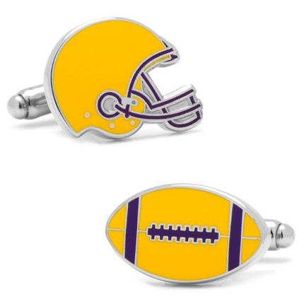 Varsity Football Purple and Yellow Cufflinks