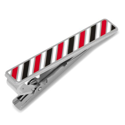 Varsity Stripes Black, Red, and White Tie Clip