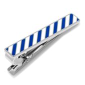 Varsity Stripes Blue and White Tie Clip