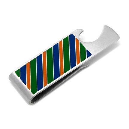 Varsity Stripes Blue, Green, and Orange Money Clip