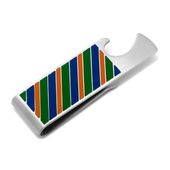 Varsity Stripes Blue, Green, and Orange Money Clip