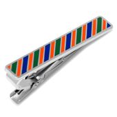 Varsity Stripes Blue, Green, and Orange Tie Clip