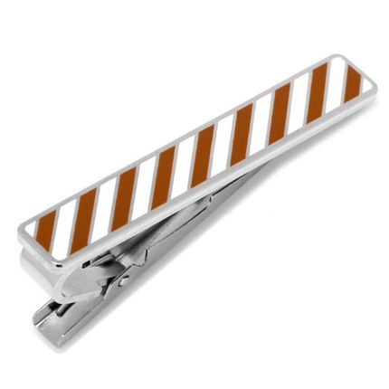 Varsity Stripes Burnt Orange and White Tie Clip