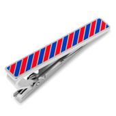 Varsity Stripes Crimson and Blue Tie Clip