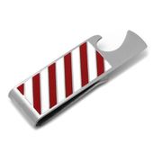 Varsity Stripes Crimson and White Bottle Opener Money Clip