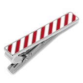 Varsity Stripes Crimson and White Tie Clip