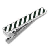 Varsity Stripes Green and White Tie Clip