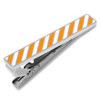 Varsity Stripes Light Orange and White Tie Clip