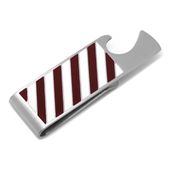 Varsity Stripes Maroon and White Bottle Opener Money Clip