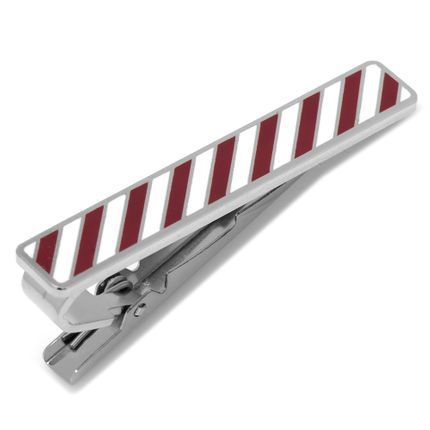 Varsity Stripes Maroon and White Tie Clip