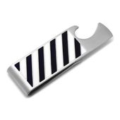 Varsity Stripes Navy and White Bottle Opener Money Clip