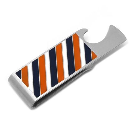Varsity Stripes Navy Orange and White Money Clip