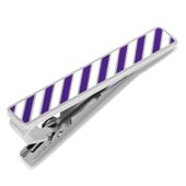 Varsity Stripes Purple and White Tie Clip