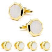 Victorian Gold Button Cufflinks Mother Of Pearl