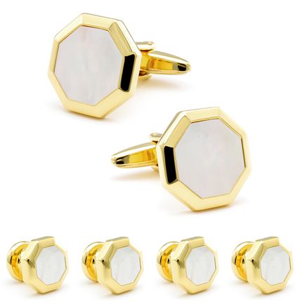 Victorian Gold Button Cufflinks Mother Of Pearl