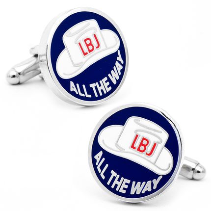 Vintage "Lbj All The Way" Button Cufflinks