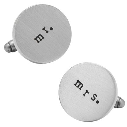 Wedding Series Silver tone Mr. and Mrs. Cufflinks