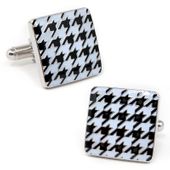 White And Black Enamel Houndstooth Cufflinks