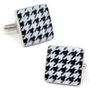 White And Black Enamel Houndstooth Cufflinks