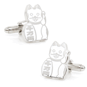 White Lucky Cat Cufflinks