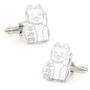 White Lucky Cat Cufflinks
