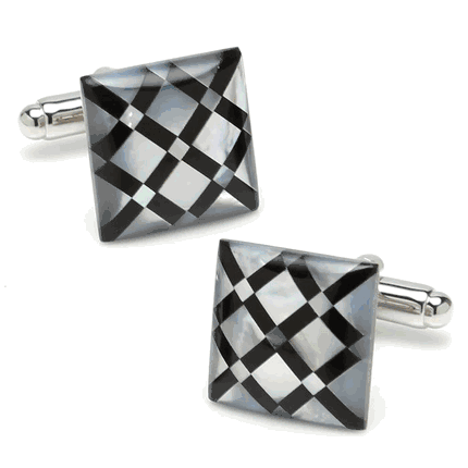 White Mother of Pearl Diamond Cufflinks