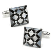 White Mother of Pearl Diamond Cufflinks