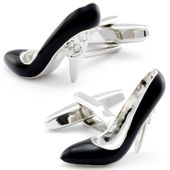 Womens Black High Hill Shoe Cufflinks