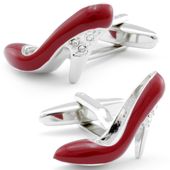 Womens Red High Hill Shoe Cufflinks