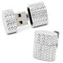 Woven Silver Oval 4Gb Usb Flash Drive Cufflinks